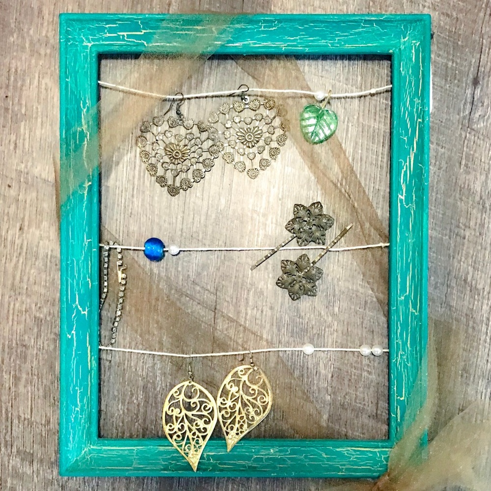 Shabby chic earring accessory organizer - handmade